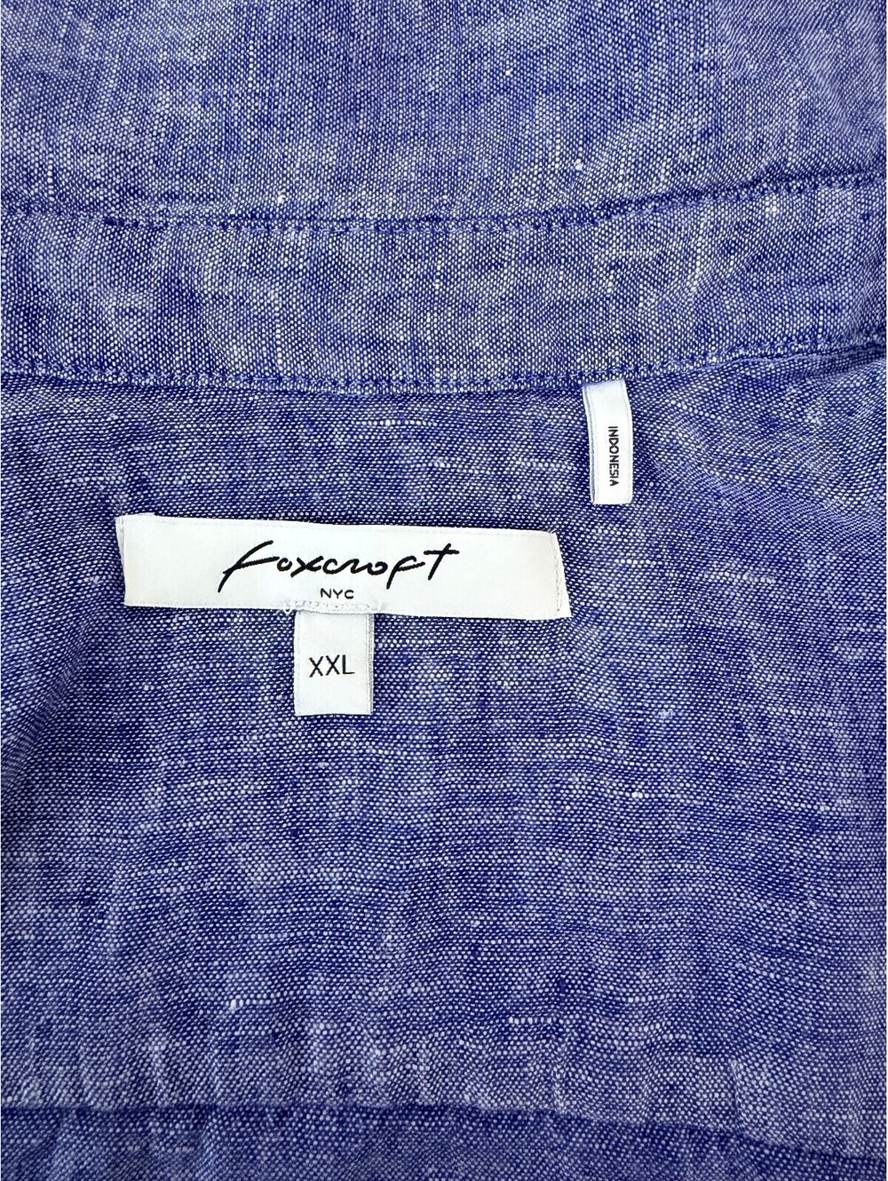 Foxcroft NYC 100% Linen Blue Button Front Shirt Blouse XXL - Picture 4 of 8